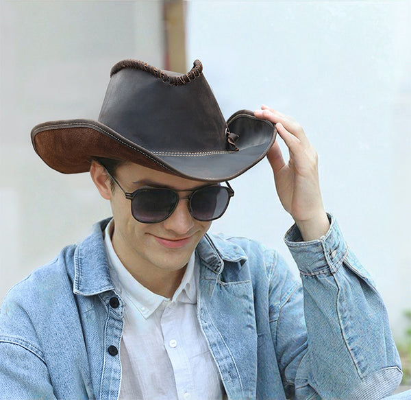 DEEPKEE original nubuck handmade full-grain genuine leather cowhide bag DEEPKEE shop brown leather hat 3040