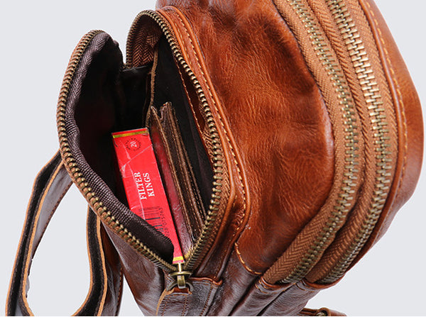 DEEPKEE original nubuck handmade full-grain genuine leather cowhide bag Winston Hand-scratch Crossbody Sling Bags No.30295