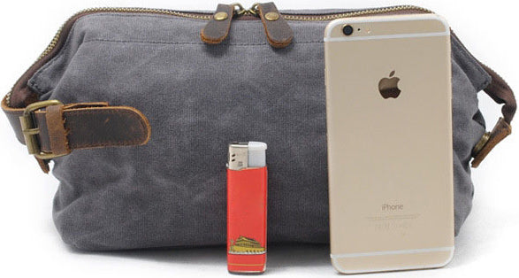 DEEPKEE original nubuck handmade full-grain genuine leather cowhide bag DEEPKEE Waxed Canvas Leather Waterproof Wash Bag #9161