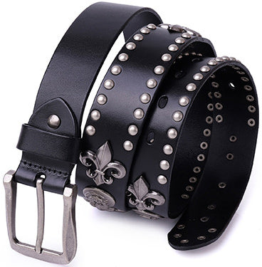 DEEPKEE original nubuck handmade full-grain genuine leather cowhide bag Roman Skull Totem Belt #191012