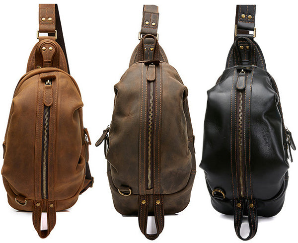 DEEPKEE original nubuck handmade full-grain genuine leather cowhide bag DEEPKEE Original 12’ Leather Chest Bag #A1026