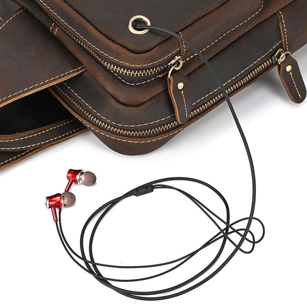 DEEPKEE original nubuck handmade full-grain genuine leather cowhide bag Leather Mens Cool Sling Bag Crossbody Bag Chest Bag for men #9456