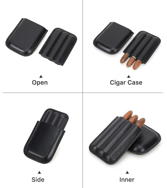 DEEPKEE original nubuck handmade full-grain genuine leather cowhide bag Best 3pcs Cool Leather cigar (loanword) Cases CF5003