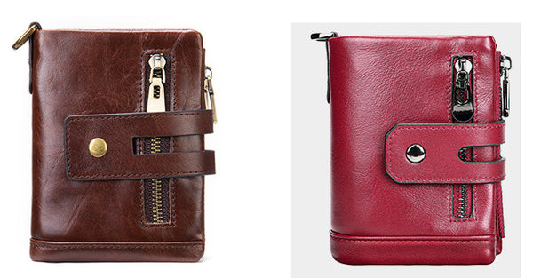 DEEPKEE original nubuck handmade full-grain genuine leather cowhide bag DEEPKEE Leather Bifold Chain Wallet 7515