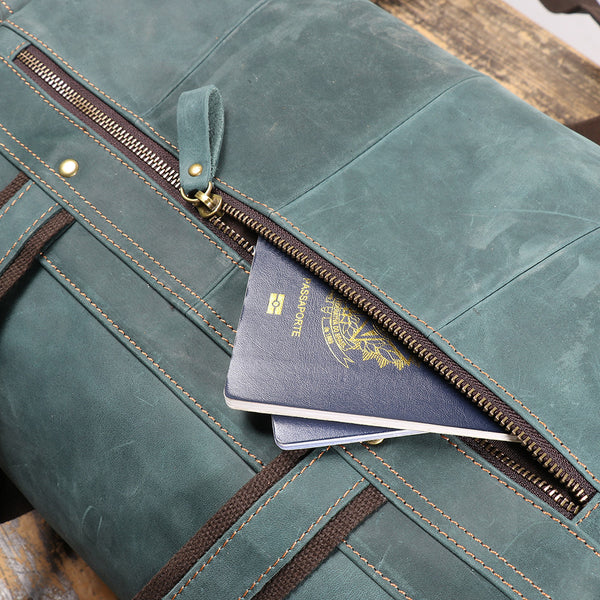 DEEPKEE original nubuck handmade full-grain genuine leather cowhide bag The Cambridge Travel Luggage Bag #0571-1