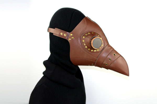 DEEPKEE original nubuck handmade full-grain genuine leather cowhide bag Steampunk Plague Doctor Bird Mask Long Nose Beak Halloween Costume #HG080