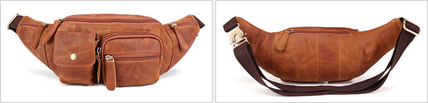 DEEPKEE original nubuck handmade full-grain genuine leather cowhide bag The Ultimate Leather Fanny Pack #6375