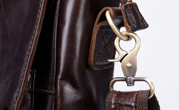 DEEPKEE original nubuck handmade full-grain genuine leather cowhide bag DEEPKEE® HANDMADE LEATHER BRIEFCASE #8942