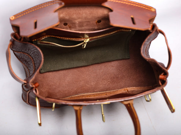 DEEPKEE original nubuck handmade full-grain genuine leather cowhide bag Deepkee handmade leather Faux Birkin 35 Bags For Sale #B30148-01