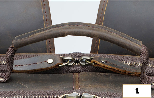 DEEPKEE original nubuck handmade full-grain genuine leather cowhide bag Deepkee Full-grain Leather Large Capacity Travel Cowhide Backpack #3709