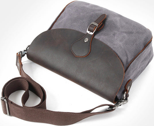 DEEPKEE original nubuck handmade full-grain genuine leather cowhide bag Waxed Canvas Messenger Side Bag #9110