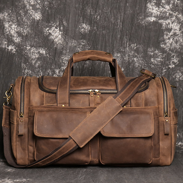 DEEPKEE original nubuck handmade full-grain genuine leather cowhide bag The Cambridge Travel Luggage Bag #0571-1