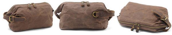 DEEPKEE original nubuck handmade full-grain genuine leather cowhide bag DEEPKEE Waxed Canvas Leather Waterproof Wash Bag #9161