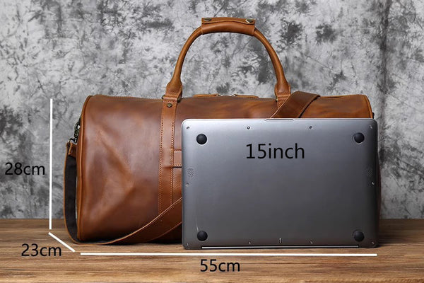 DEEPKEE original nubuck handmade full-grain genuine leather cowhide bag Wesley Crazy Horse Skin Large Travel Bag No.30181