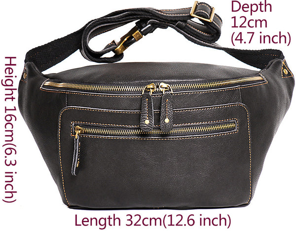 DEEPKEE original nubuck handmade full-grain genuine leather cowhide bag Outdoor cycling chest bag No.30129