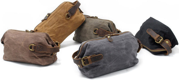 DEEPKEE original nubuck handmade full-grain genuine leather cowhide bag DEEPKEE Waxed Canvas Leather Waterproof Wash Bag #9161