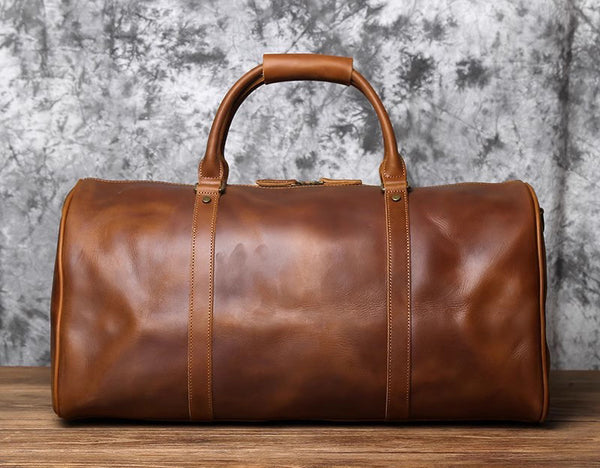 DEEPKEE original nubuck handmade full-grain genuine leather cowhide bag Wesley Crazy Horse Skin Large Travel Bag No.30181