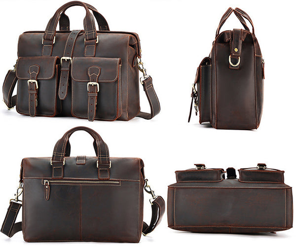 DEEPKEE original nubuck handmade full-grain genuine leather cowhide bag TOP GRAIN LEATHER BRIEFCASE BAG #3133