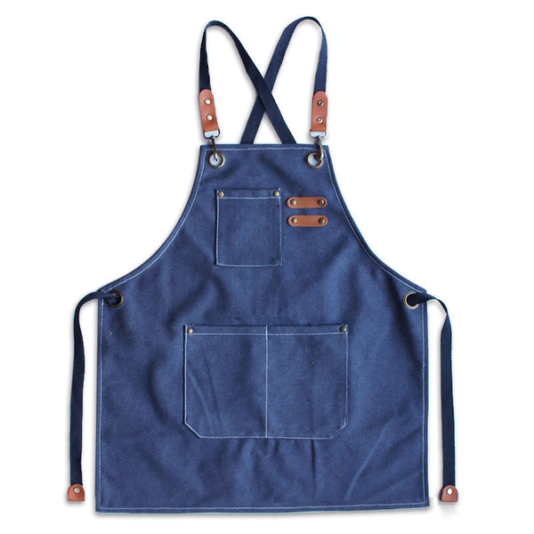 DEEPKEE original nubuck handmade full-grain genuine leather cowhide bag Coffee Maker/Chef Canvas Apron #710754