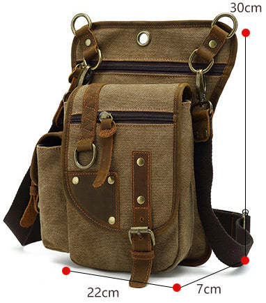 DEEPKEE original nubuck handmade full-grain genuine leather cowhide bag Outdoor Cycling Leg Bag #6001