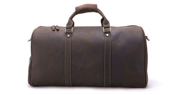 DEEPKEE original nubuck handmade full-grain genuine leather cowhide bag The Duffel Luggage Bag #6482 Our Men's Leather Duffle Bag with Shoe Compartment.