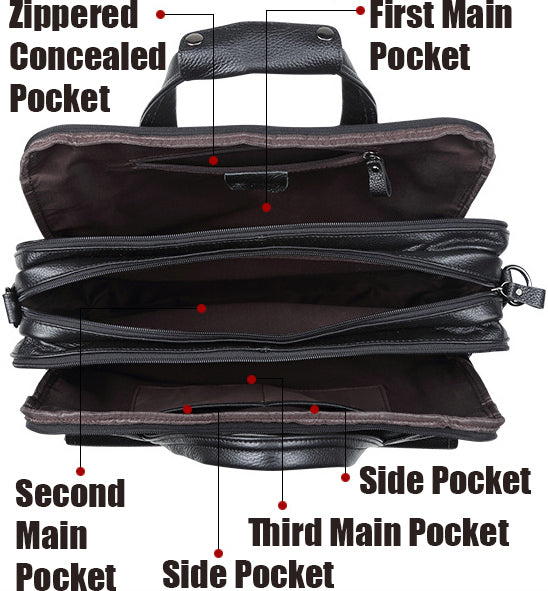 DEEPKEE original nubuck handmade full-grain genuine leather cowhide bag Deepkee Handicraft Leather Cowhide 15.6'' Briefcase Handbag #9912