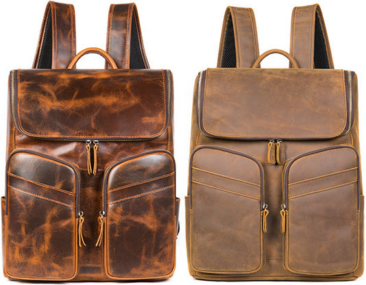 DEEPKEE original nubuck handmade full-grain genuine leather cowhide bag Octavius Outdoor Multifunctional Backpack No.7422