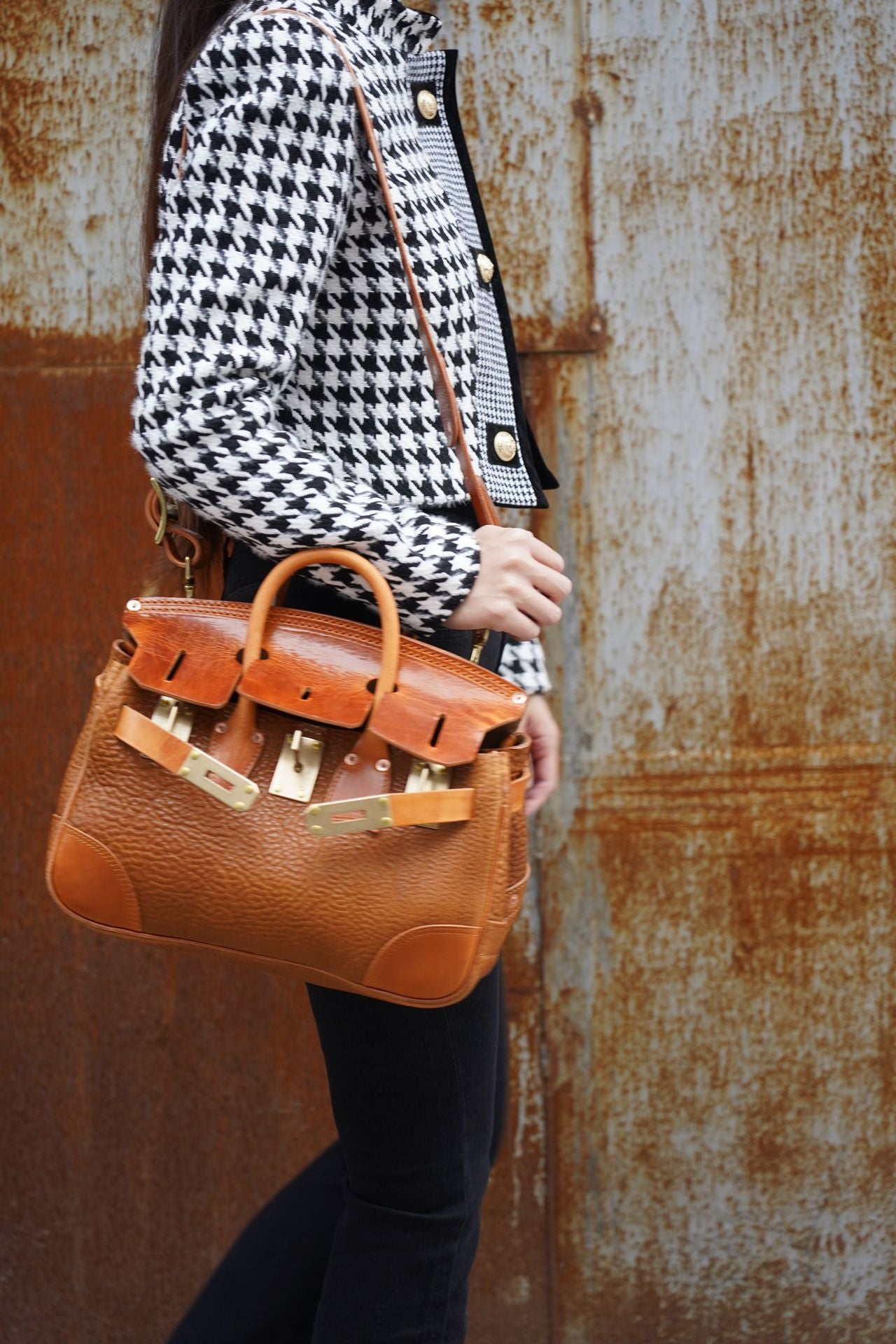 DEEPKEE original nubuck handmade full-grain genuine leather cowhide bag Deepkee handmade leather Faux Birkin 35 Bags For Sale #B30148-01