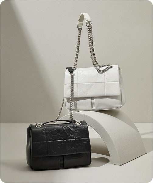 DEEPKEE original nubuck handmade full-grain genuine leather cowhide bag New Chain Stray Bag Vagrant Bag JY361