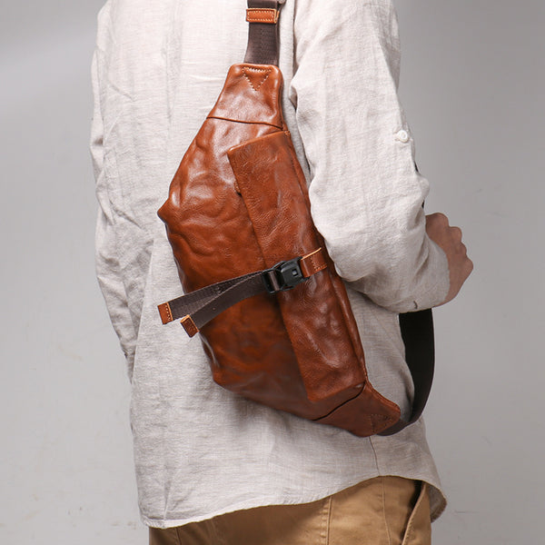 DEEPKEE original nubuck handmade full-grain genuine leather cowhide bag Charlie Cross-body Backpack No.30297