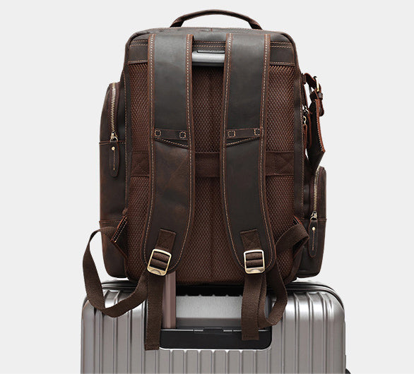 DEEPKEE original nubuck handmade full-grain genuine leather cowhide bag The Standard 15.6” Backpack #6597