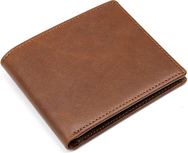 DEEPKEE original nubuck handmade full-grain genuine leather cowhide bag Best Brown Bifold Leather Mens Wallet Slim Wallet Driver's License Wallet for Men 8029