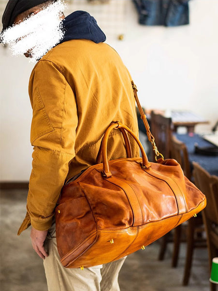 DEEPKEE original nubuck handmade full-grain genuine leather cowhide bag Weekender Bag LB6759