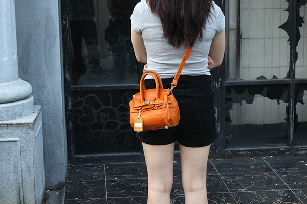 DEEPKEE original nubuck handmade full-grain genuine leather cowhide bag Handmade Faux Birkin 20 Black Leather Gold Hardware #KM-61117