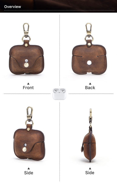 DEEPKEE original nubuck handmade full-grain genuine leather cowhide bag Best Personalized Custom Cover Leather AirPods Pro Case