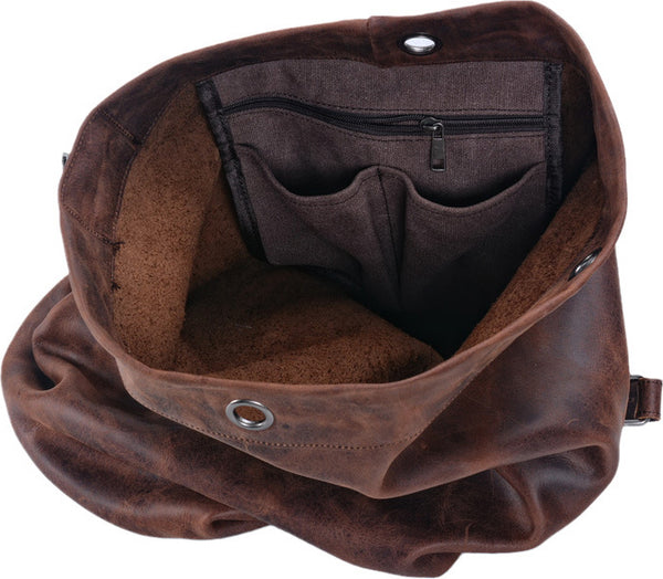 DEEPKEE original nubuck handmade full-grain genuine leather cowhide bag DEEPKEE HANDMADE LEATHER® American military style motorcycle tail bow Crossbody Bag #5110ZP