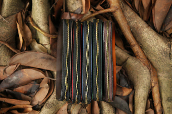 DEEPKEE original nubuck handmade full-grain genuine leather cowhide bag Deepkee Handcrafted Color Gradient Leather Long Wallet # 5415