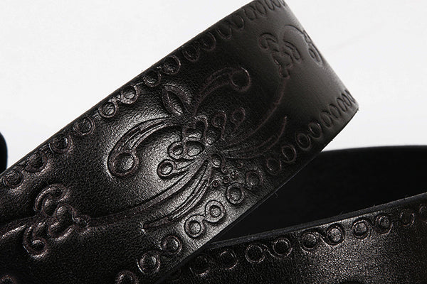 DEEPKEE original nubuck handmade full-grain genuine leather cowhide bag Personalized Carved Trend Belt #211216