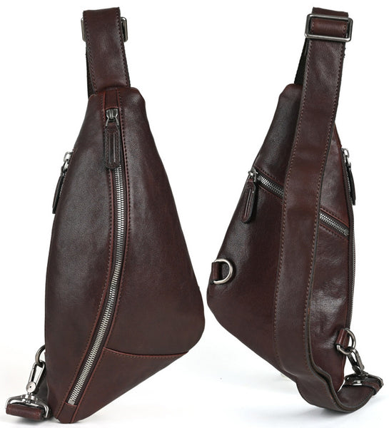 DEEPKEE original nubuck handmade full-grain genuine leather cowhide bag Leather Streamline Sling Bag #12045