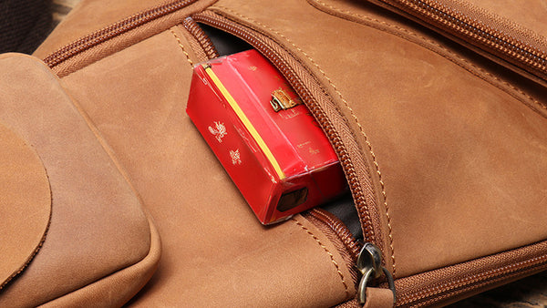 DEEPKEE original nubuck handmade full-grain genuine leather cowhide bag Alden Outdoor Travel Chest Bag No.30073