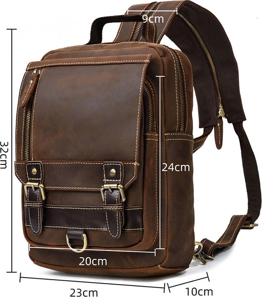 DEEPKEE original nubuck handmade full-grain genuine leather cowhide bag Alfred Leather Satchel Backpack No.1038