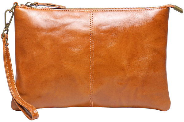 DEEPKEE original nubuck handmade full-grain genuine leather cowhide bag DEEPKEE Handmde Leather Slim Clutch Wallet Wristlet Purse #75022