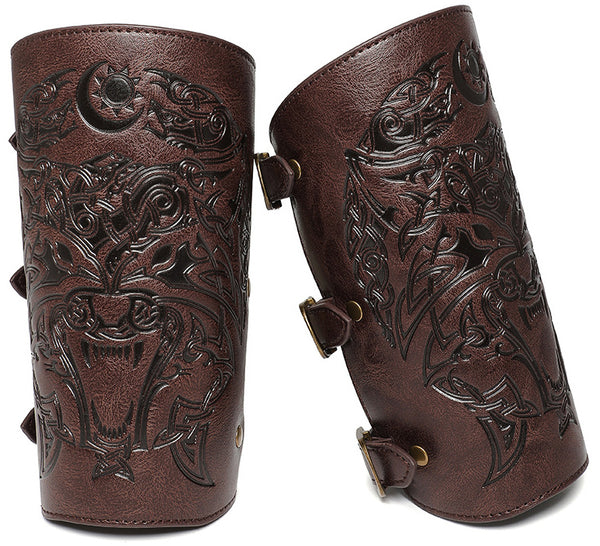 DEEPKEE original nubuck handmade full-grain genuine leather cowhide bag DEEPKEE Scandinavian Viking Style Embossed Armband FAS052