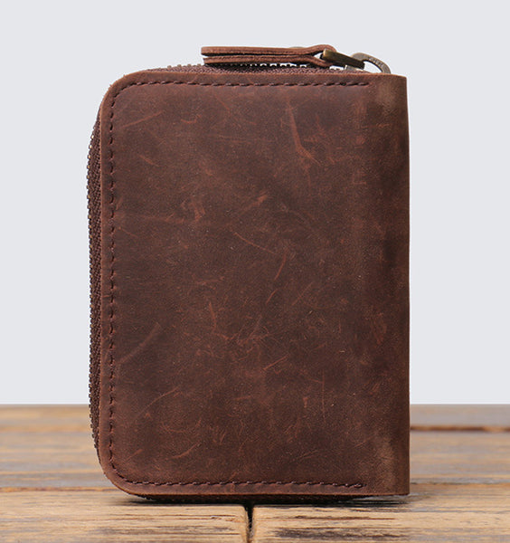 DEEPKEE original nubuck handmade full-grain genuine leather cowhide bag DEEPKEEE HANDMADE Mouth Organ Wallet/Card Holder No.J005