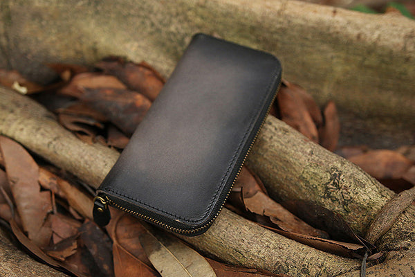 DEEPKEE original nubuck handmade full-grain genuine leather cowhide bag Deepkee Handcrafted Color Gradient Leather Long Wallet # 5415