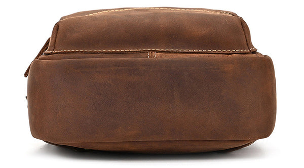 DEEPKEE original nubuck handmade full-grain genuine leather cowhide bag Leather Mens Cool Sling Bag Crossbody Bag Chest Bag for men #9456