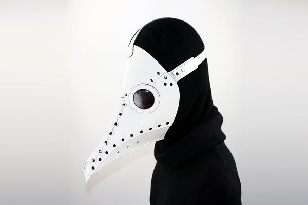 DEEPKEE original nubuck handmade full-grain genuine leather cowhide bag Fancy Plague Doctor Mask Birds Mouth Long Nose Dress Up #HG083