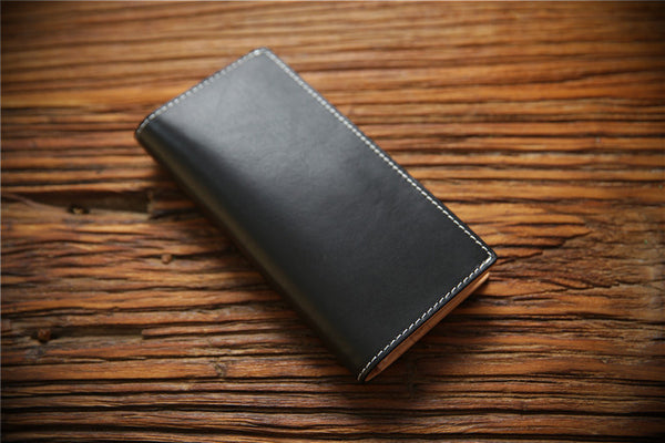 DEEPKEE original nubuck handmade full-grain genuine leather cowhide bag Handmade Personalized harley Leather Bifold Wallet #125_1