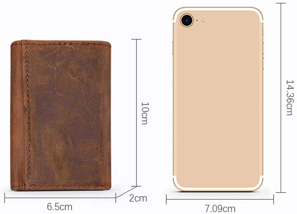 DEEPKEE original nubuck handmade full-grain genuine leather cowhide bag DEEPKEE Handmade Leather Trifold Key Wallet #KZ230