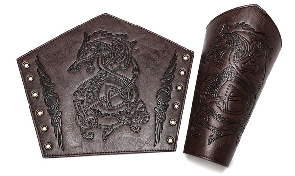 DEEPKEE original nubuck handmade full-grain genuine leather cowhide bag DEEPKEE Embossed Wristguard Knight's Wristguard Armband  FAS051